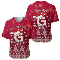 Georgia Christmas Baseball Jersey Santa Riding Reindeer Xmas Pattern - Wonder Print Shop