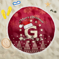 Georgia Christmas Beach Blanket Santa Riding Reindeer Xmas Pattern - Wonder Print Shop