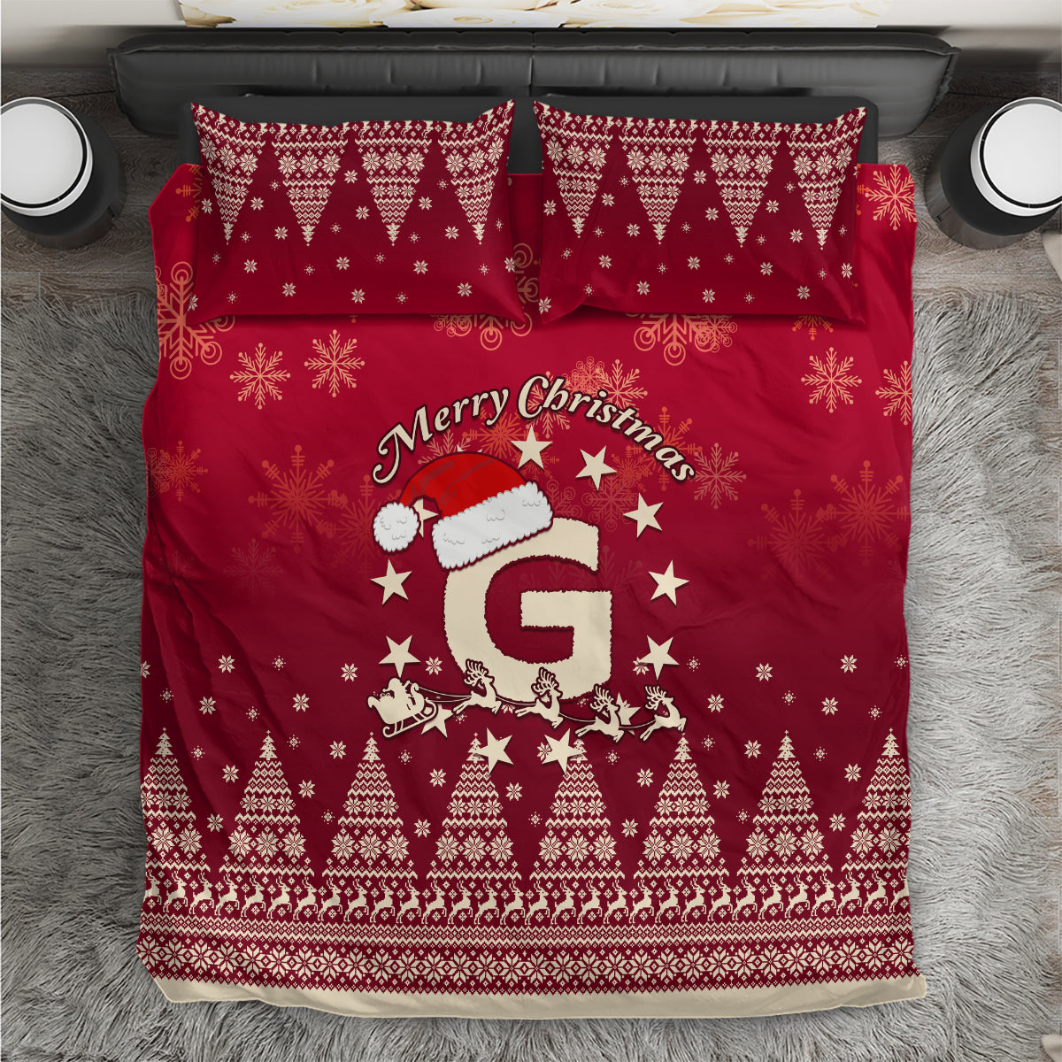 Georgia Christmas Bedding Set Santa Riding Reindeer Xmas Pattern - Wonder Print Shop