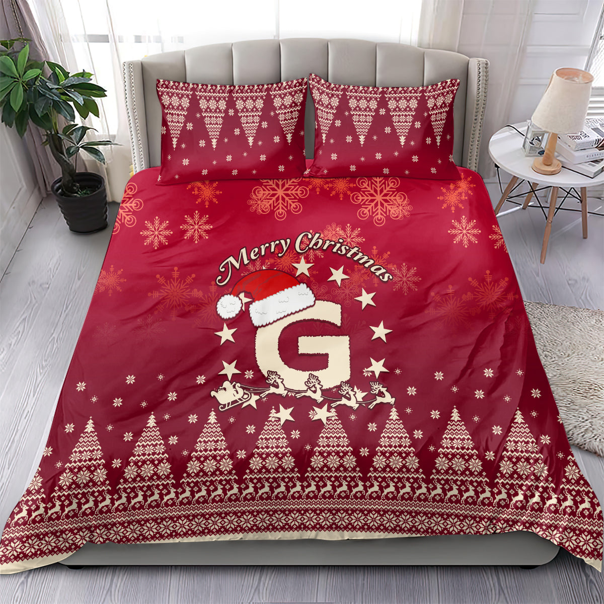 Georgia Christmas Bedding Set Santa Riding Reindeer Xmas Pattern - Wonder Print Shop