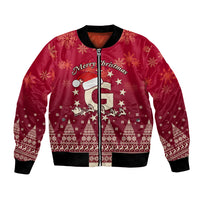 Georgia Christmas Bomber Jacket Santa Riding Reindeer Xmas Pattern - Wonder Print Shop