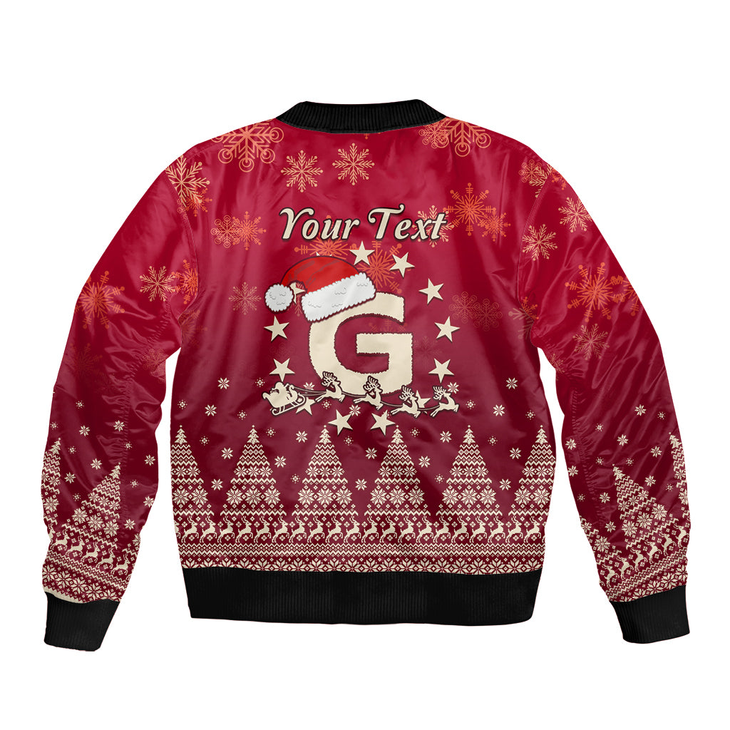 Georgia Christmas Bomber Jacket Santa Riding Reindeer Xmas Pattern - Wonder Print Shop