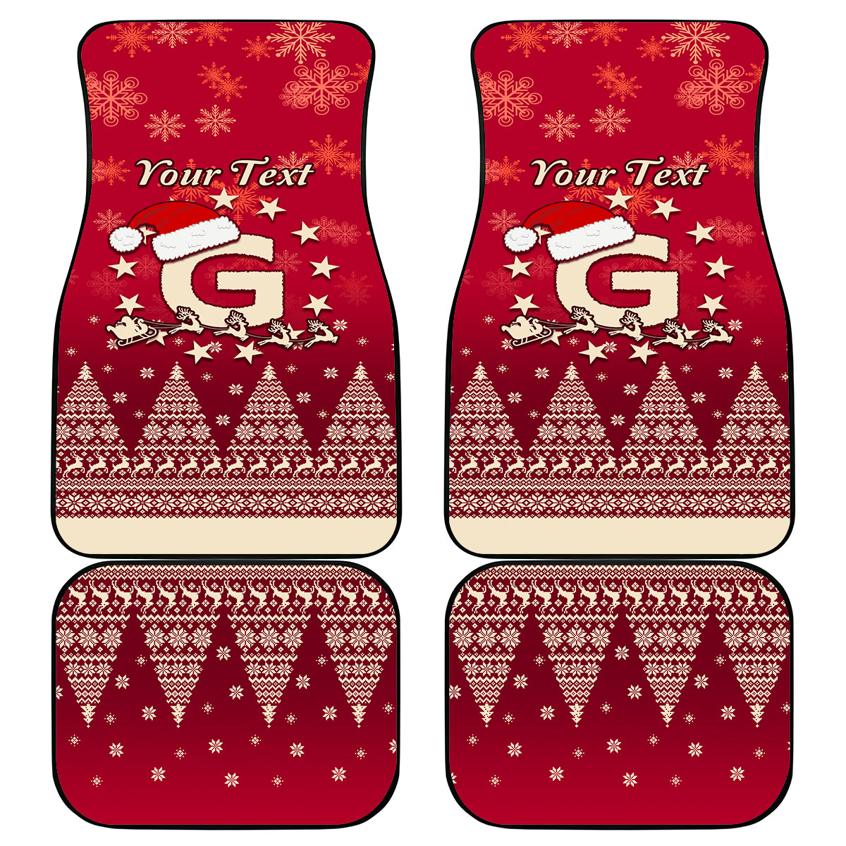 Georgia Christmas Car Mats Santa Riding Reindeer Xmas Pattern - Wonder Print Shop