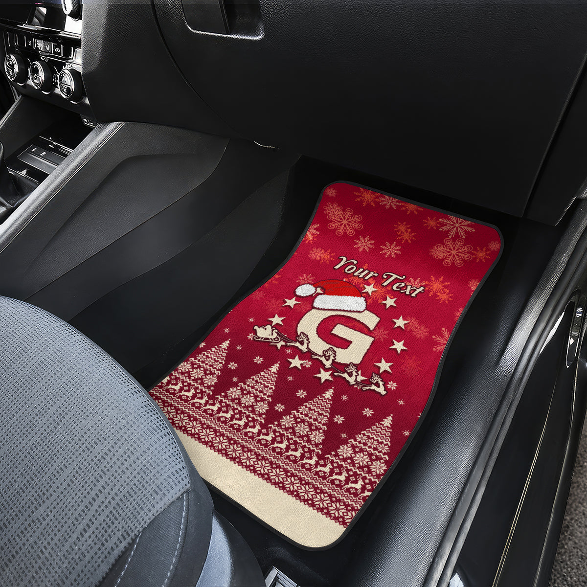 Georgia Christmas Car Mats Santa Riding Reindeer Xmas Pattern - Wonder Print Shop