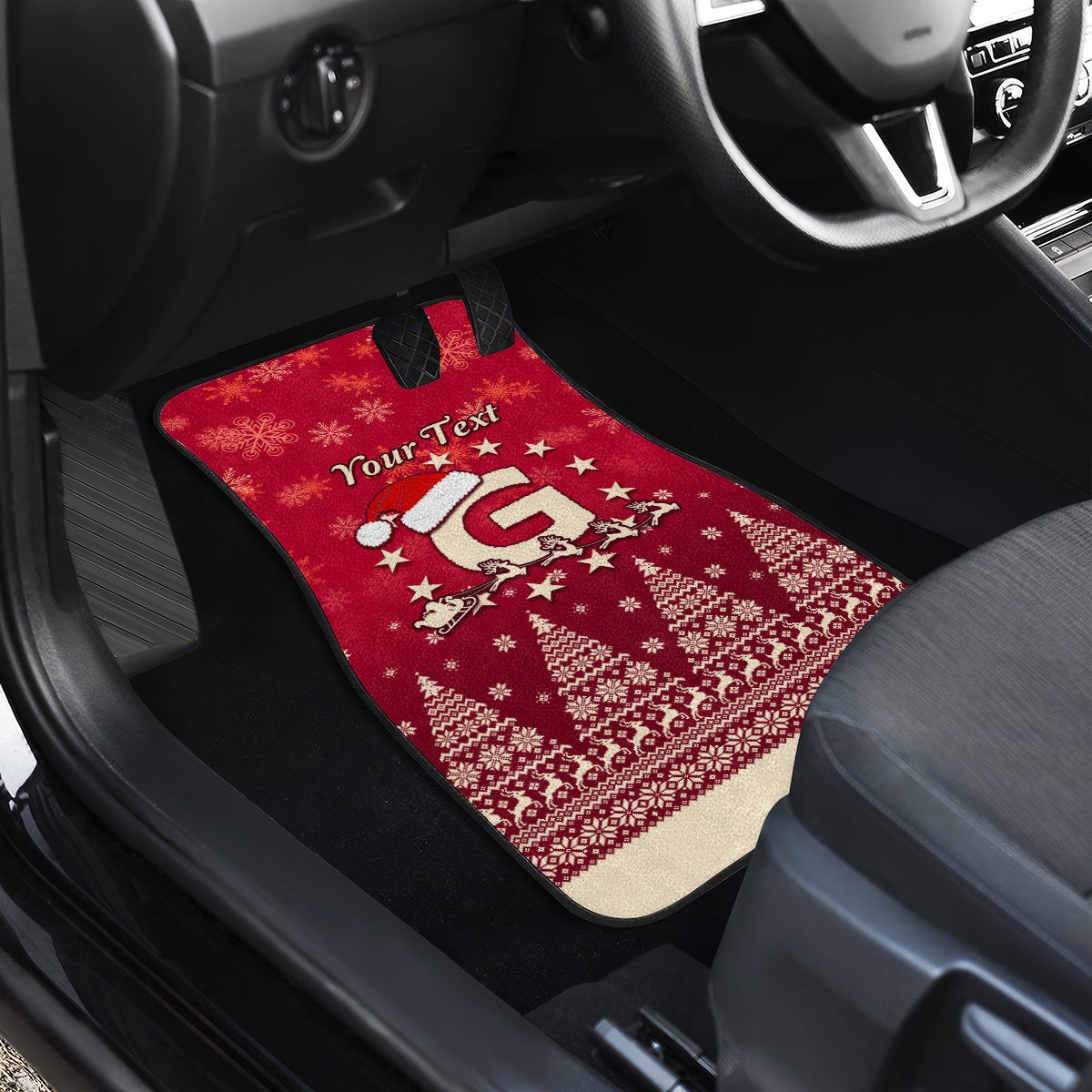 Georgia Christmas Car Mats Santa Riding Reindeer Xmas Pattern - Wonder Print Shop