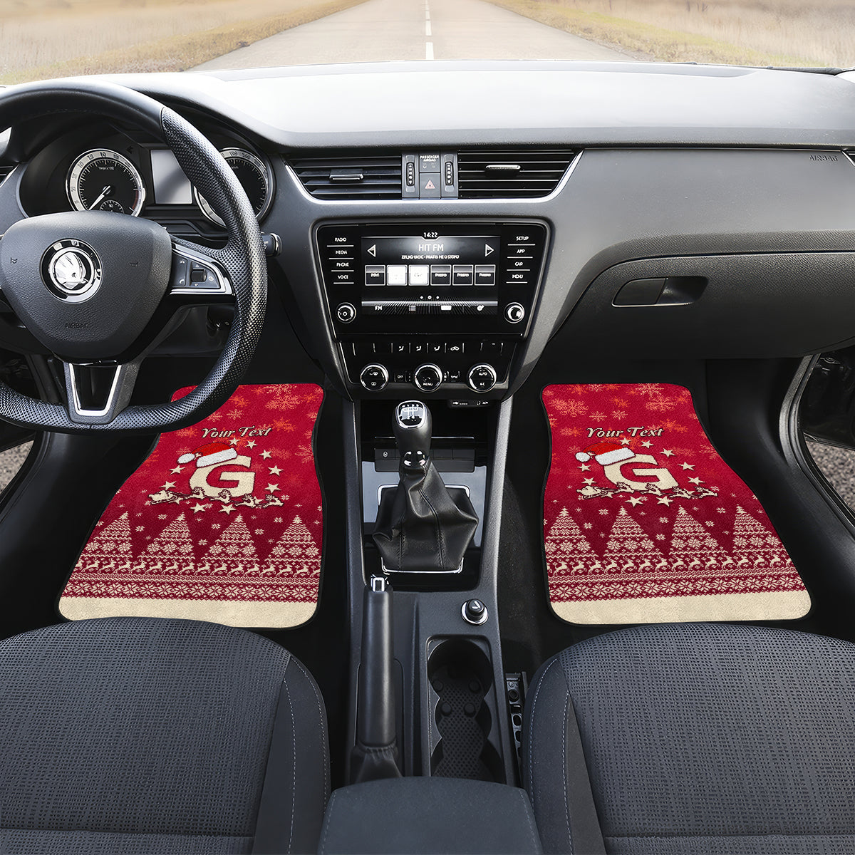 Georgia Christmas Car Mats Santa Riding Reindeer Xmas Pattern - Wonder Print Shop