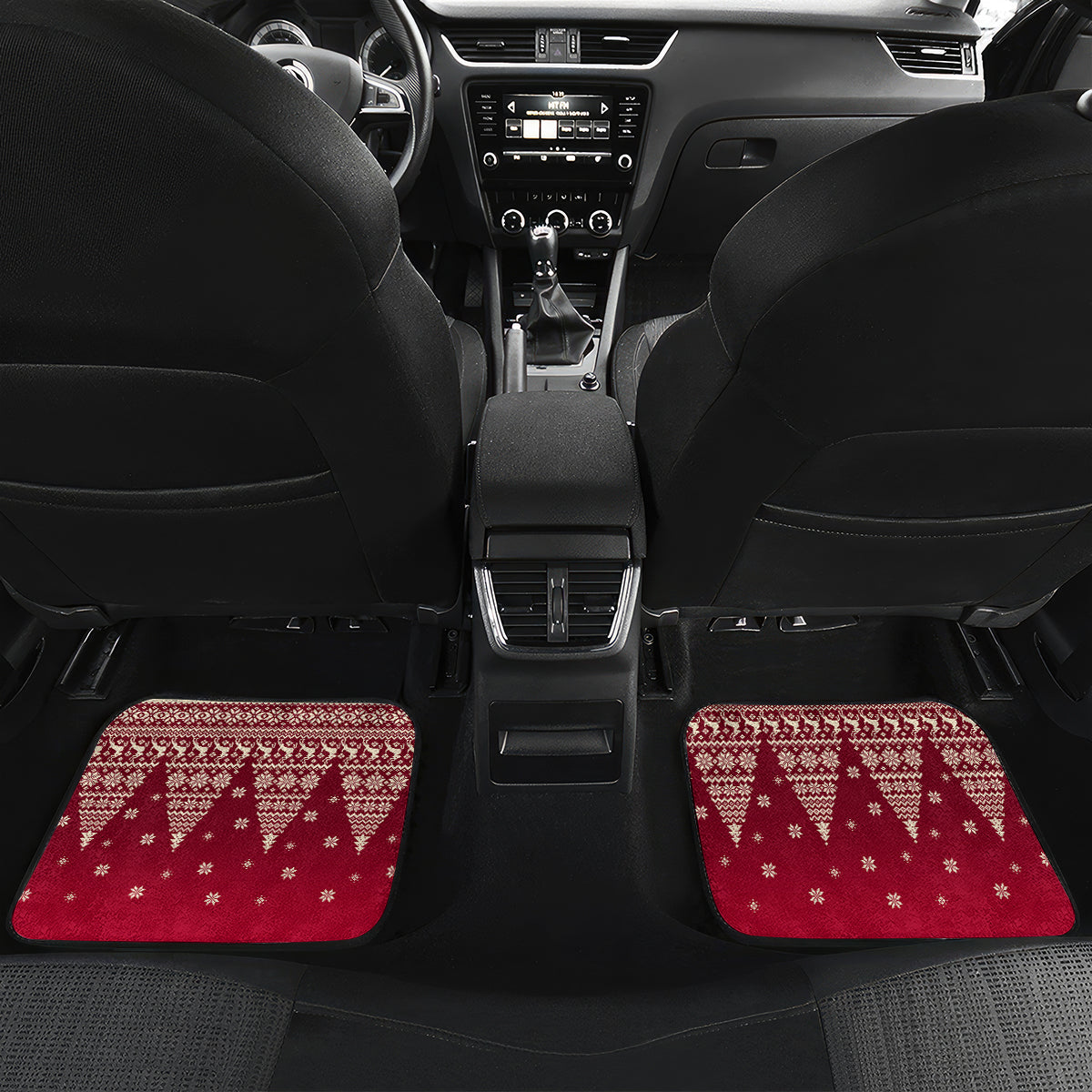 Georgia Christmas Car Mats Santa Riding Reindeer Xmas Pattern - Wonder Print Shop