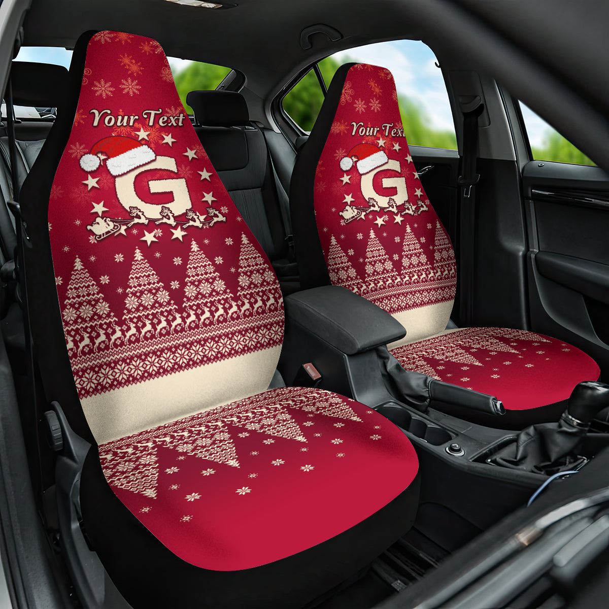 Georgia Christmas Car Seat Cover Santa Riding Reindeer Xmas Pattern - Wonder Print Shop