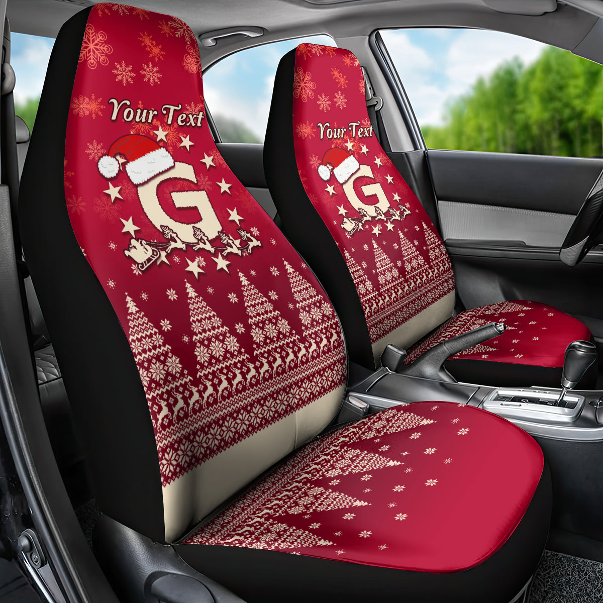 Georgia Christmas Car Seat Cover Santa Riding Reindeer Xmas Pattern - Wonder Print Shop
