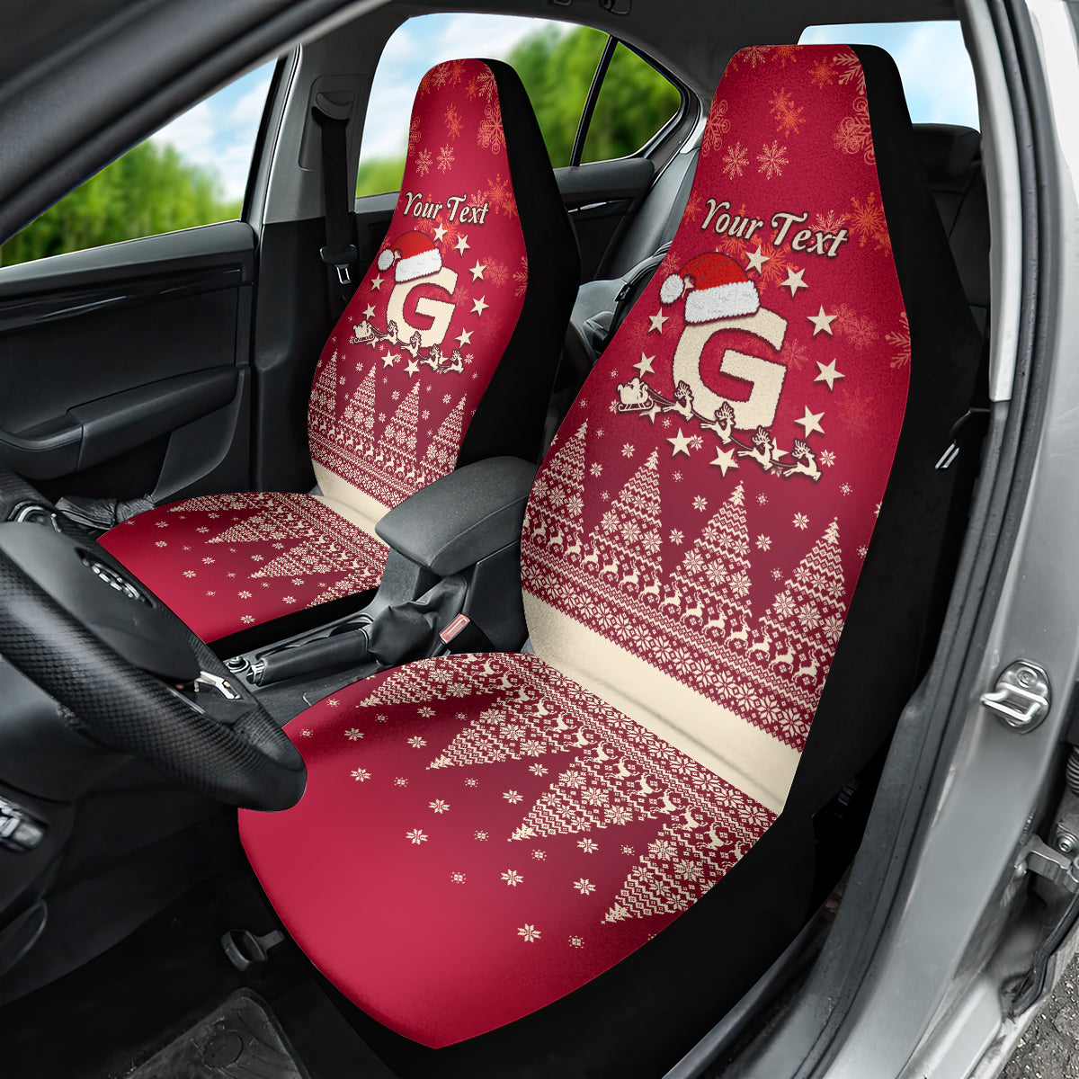 Georgia Christmas Car Seat Cover Santa Riding Reindeer Xmas Pattern - Wonder Print Shop
