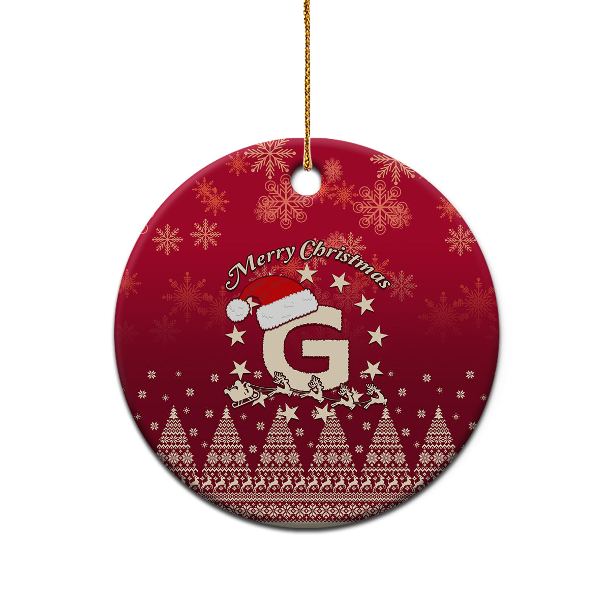 Georgia Christmas Ceramic Ornament Santa Riding Reindeer Xmas Pattern - Wonder Print Shop