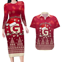 Georgia Christmas Couples Matching Long Sleeve Bodycon Dress and Hawaiian Shirt Santa Riding Reindeer Xmas Pattern - Wonder Print Shop