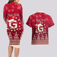 Georgia Christmas Couples Matching Long Sleeve Bodycon Dress and Hawaiian Shirt Santa Riding Reindeer Xmas Pattern - Wonder Print Shop