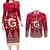 Georgia Christmas Couples Matching Long Sleeve Bodycon Dress and Long Sleeve Button Shirt Santa Riding Reindeer Xmas Pattern - Wonder Print Shop