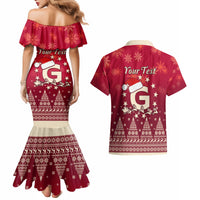 Georgia Christmas Couples Matching Mermaid Dress and Hawaiian Shirt Santa Riding Reindeer Xmas Pattern - Wonder Print Shop