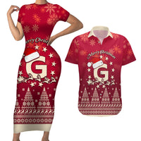 Georgia Christmas Couples Matching Short Sleeve Bodycon Dress and Hawaiian Shirt Santa Riding Reindeer Xmas Pattern - Wonder Print Shop