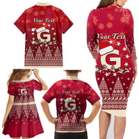 Georgia Christmas Family Matching Long Sleeve Bodycon Dress and Hawaiian Shirt Santa Riding Reindeer Xmas Pattern - Wonder Print Shop