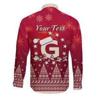 Georgia Christmas Family Matching Long Sleeve Bodycon Dress and Hawaiian Shirt Santa Riding Reindeer Xmas Pattern - Wonder Print Shop