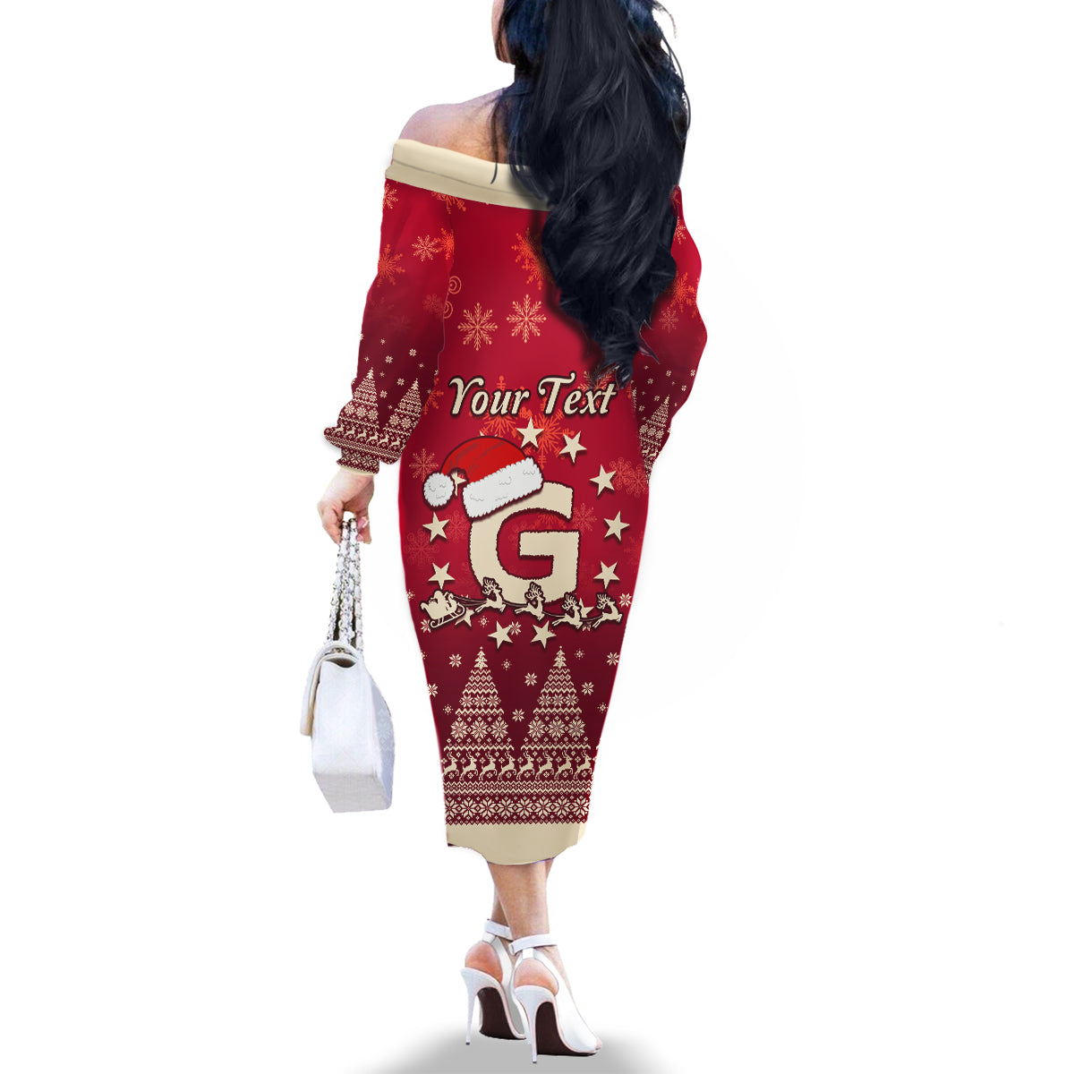 Georgia Christmas Family Matching Off Shoulder Long Sleeve Dress and Hawaiian Shirt Santa Riding Reindeer Xmas Pattern - Wonder Print Shop