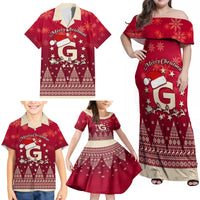 Georgia Christmas Family Matching Off Shoulder Maxi Dress and Hawaiian Shirt Santa Riding Reindeer Xmas Pattern - Wonder Print Shop