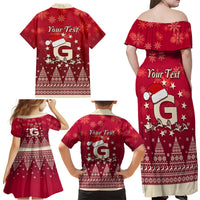 Georgia Christmas Family Matching Off Shoulder Maxi Dress and Hawaiian Shirt Santa Riding Reindeer Xmas Pattern - Wonder Print Shop