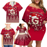 Georgia Christmas Family Matching Off Shoulder Short Dress and Hawaiian Shirt Santa Riding Reindeer Xmas Pattern - Wonder Print Shop