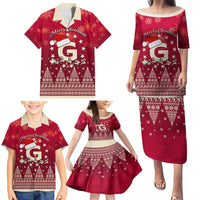 Georgia Christmas Family Matching Puletasi Dress and Hawaiian Shirt Santa Riding Reindeer Xmas Pattern - Wonder Print Shop