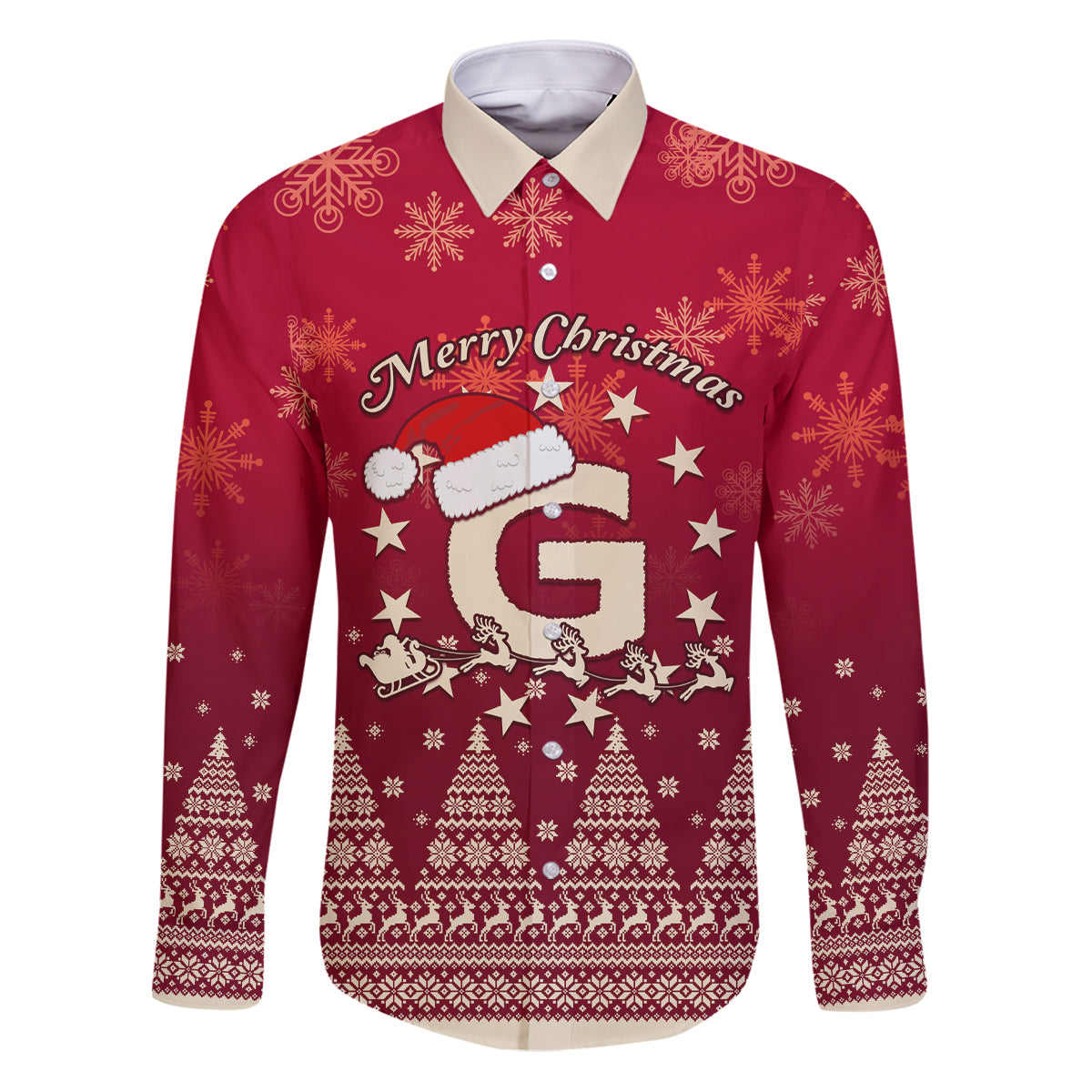 Georgia Christmas Family Matching Puletasi Dress and Hawaiian Shirt Santa Riding Reindeer Xmas Pattern - Wonder Print Shop