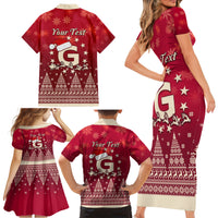 Georgia Christmas Family Matching Short Sleeve Bodycon Dress and Hawaiian Shirt Santa Riding Reindeer Xmas Pattern - Wonder Print Shop