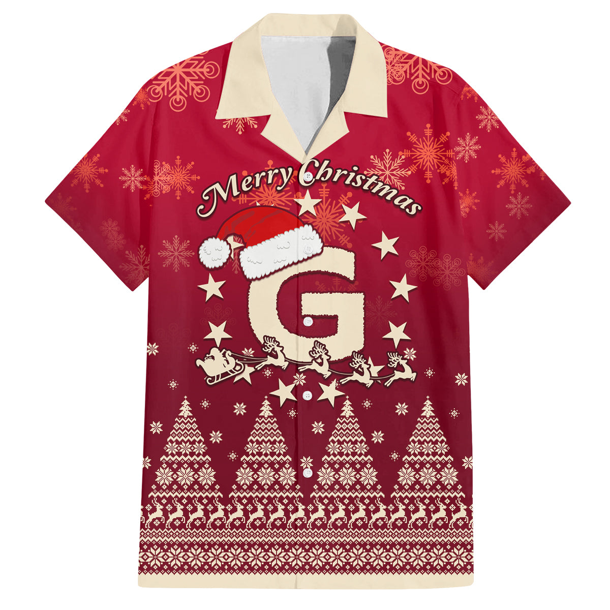 Georgia Christmas Family Matching Summer Maxi Dress and Hawaiian Shirt Santa Riding Reindeer Xmas Pattern - Wonder Print Shop