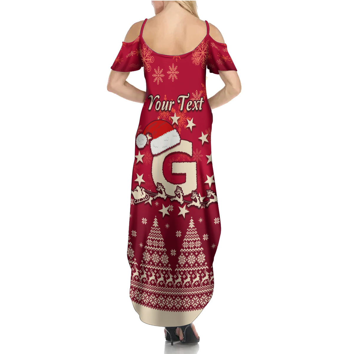 Georgia Christmas Family Matching Summer Maxi Dress and Hawaiian Shirt Santa Riding Reindeer Xmas Pattern - Wonder Print Shop