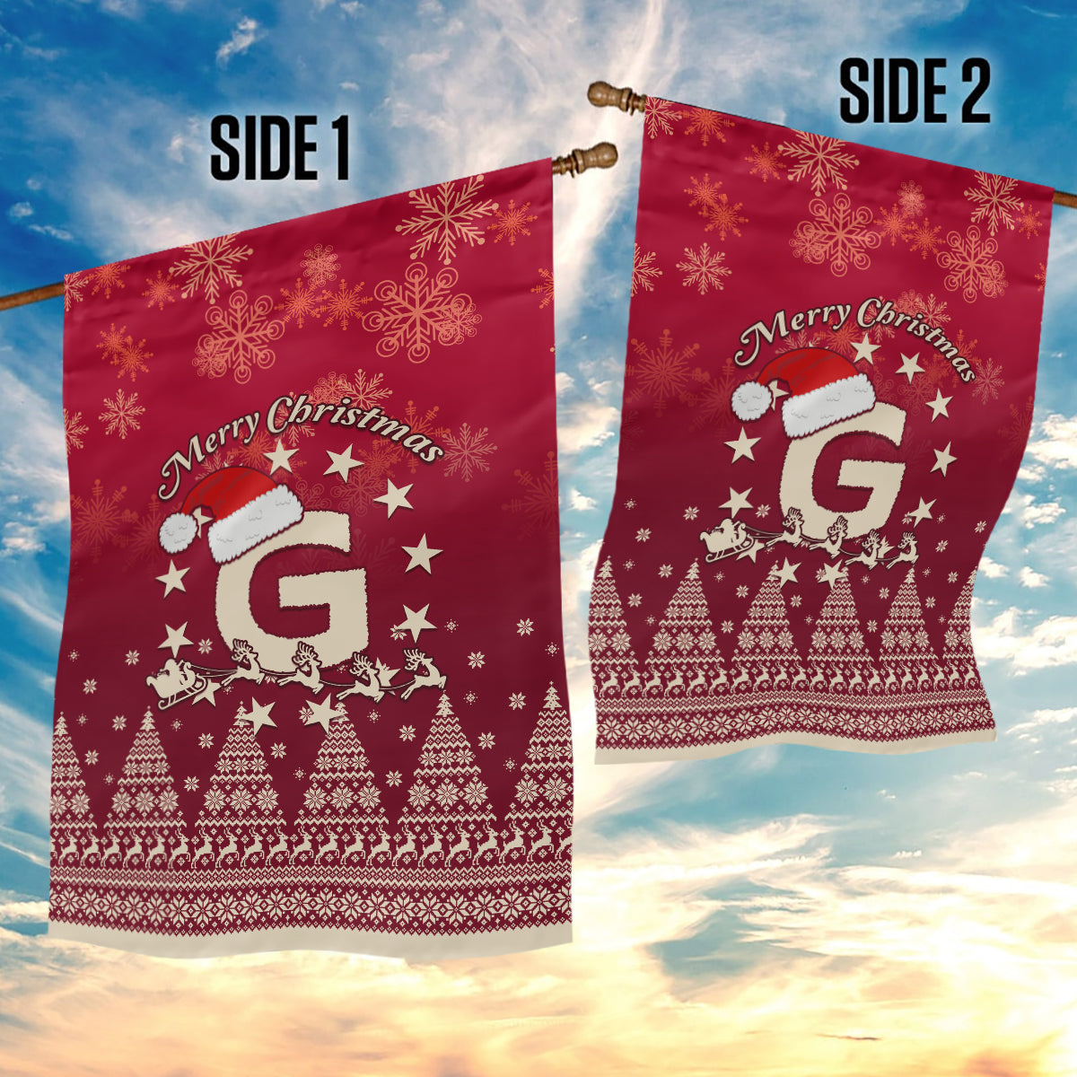 Georgia Christmas Garden Flag Santa Riding Reindeer Xmas Pattern - Wonder Print Shop