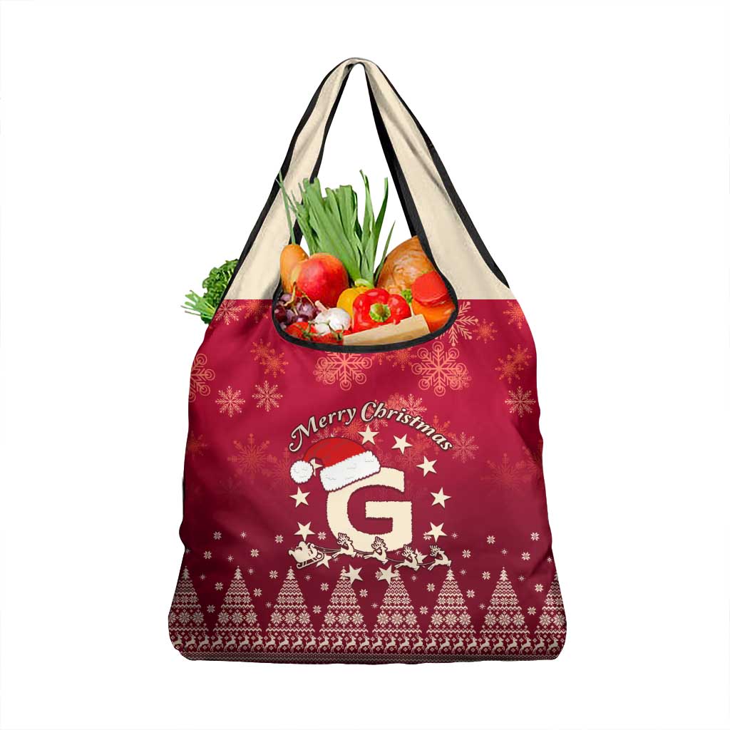 Georgia Christmas Grocery Bag Santa Riding Reindeer Xmas Pattern