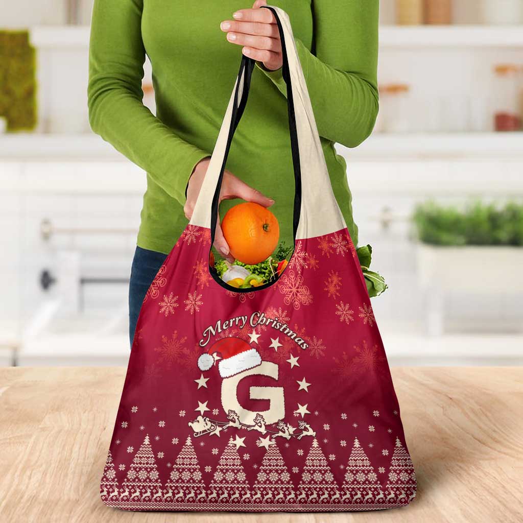 Georgia Christmas Grocery Bag Santa Riding Reindeer Xmas Pattern
