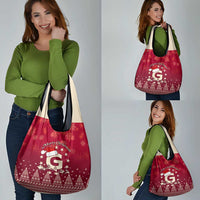 Georgia Christmas Grocery Bag Santa Riding Reindeer Xmas Pattern