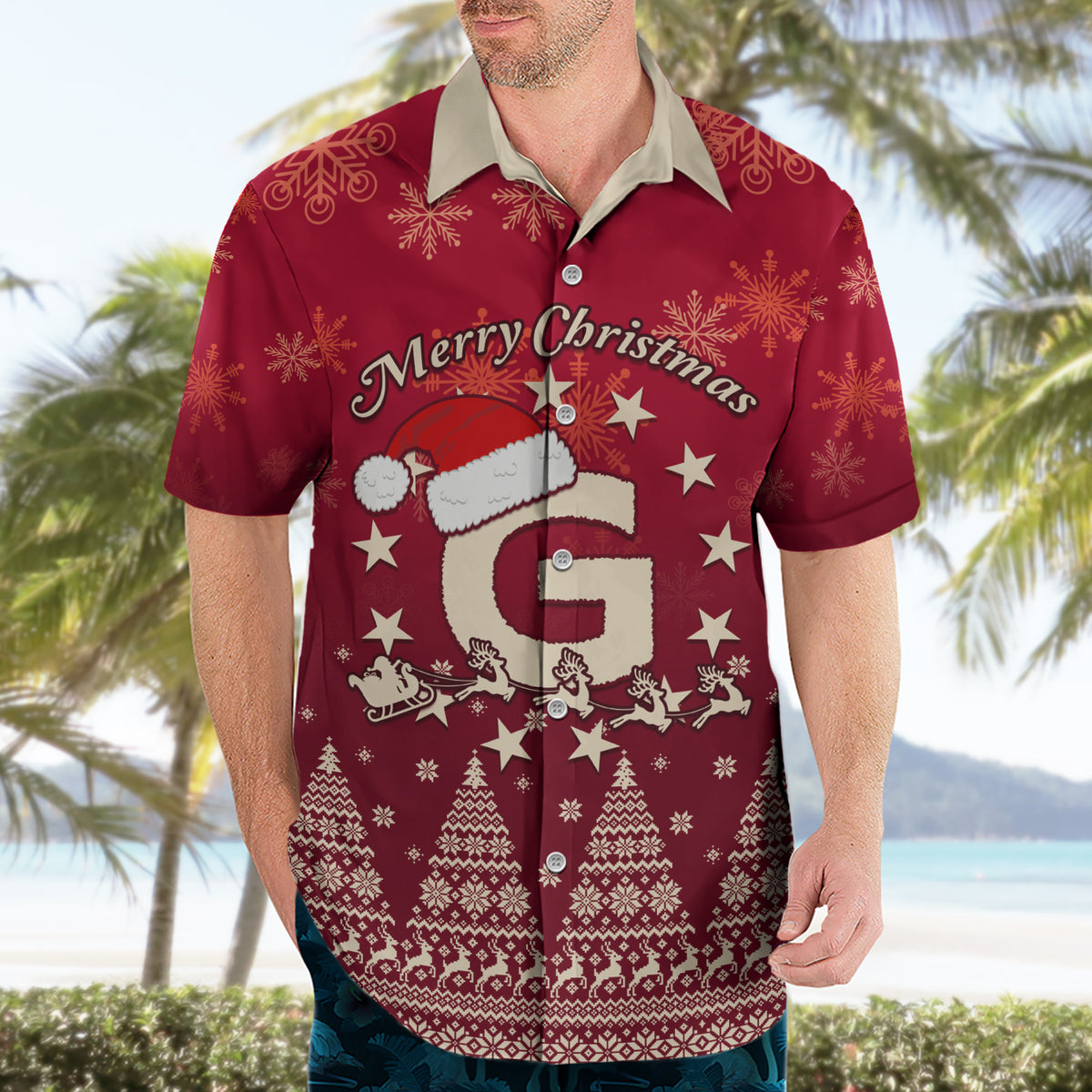 Georgia Christmas Hawaiian Shirt Santa Riding Reindeer Xmas Pattern - Wonder Print Shop