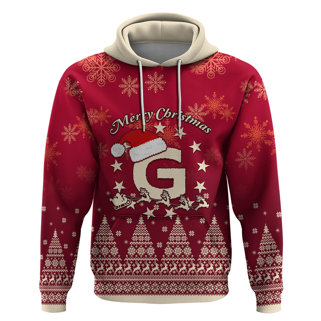 Georgia Christmas Hoodie Santa Riding Reindeer Xmas Pattern - Wonder Print Shop
