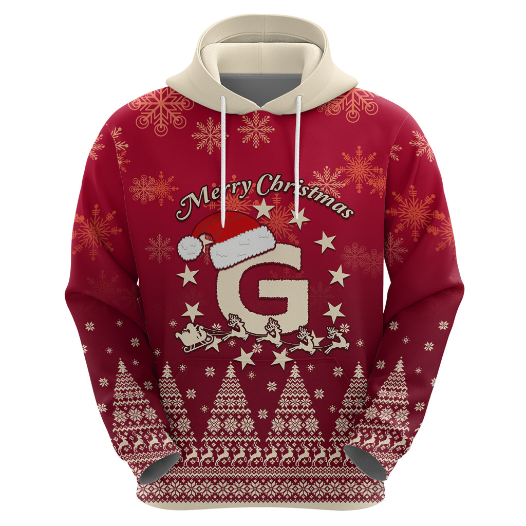 Georgia Christmas Hoodie Santa Riding Reindeer Xmas Pattern - Wonder Print Shop