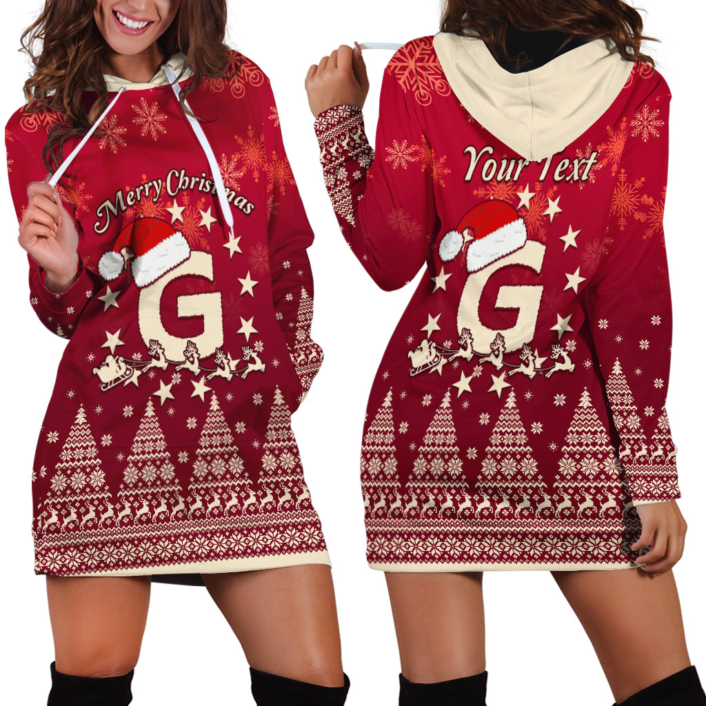 Georgia Christmas Hoodie Dress Santa Riding Reindeer Xmas Pattern - Wonder Print Shop