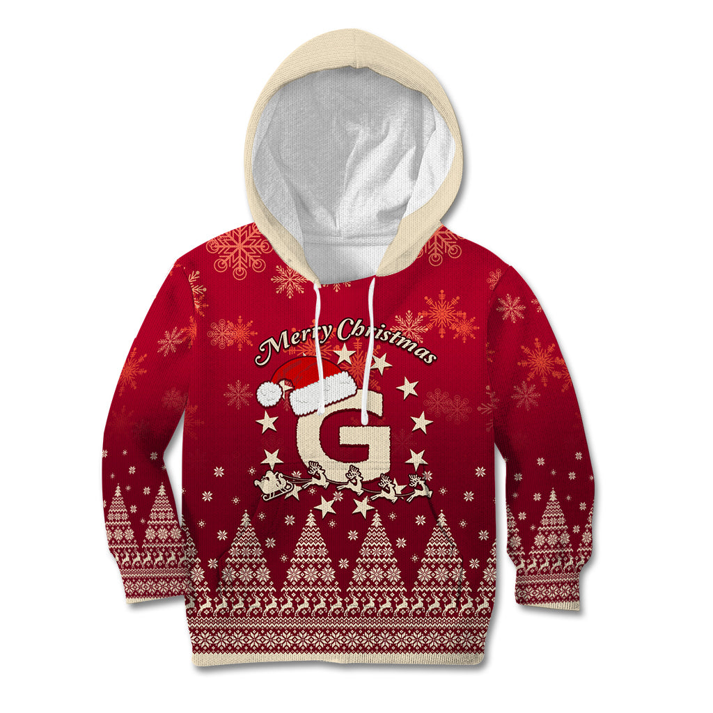 Georgia Christmas Kid Hoodie Santa Riding Reindeer Xmas Pattern - Wonder Print Shop
