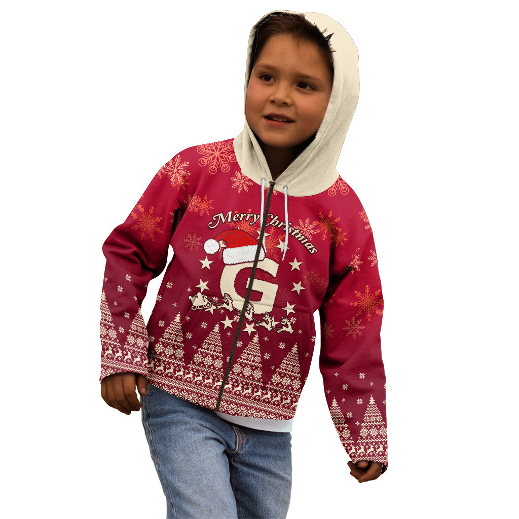 Georgia Christmas Kid Hoodie Santa Riding Reindeer Xmas Pattern - Wonder Print Shop