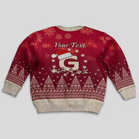 Georgia Christmas Kid Ugly Christmas Sweater Santa Riding Reindeer Xmas Pattern - Wonder Print Shop