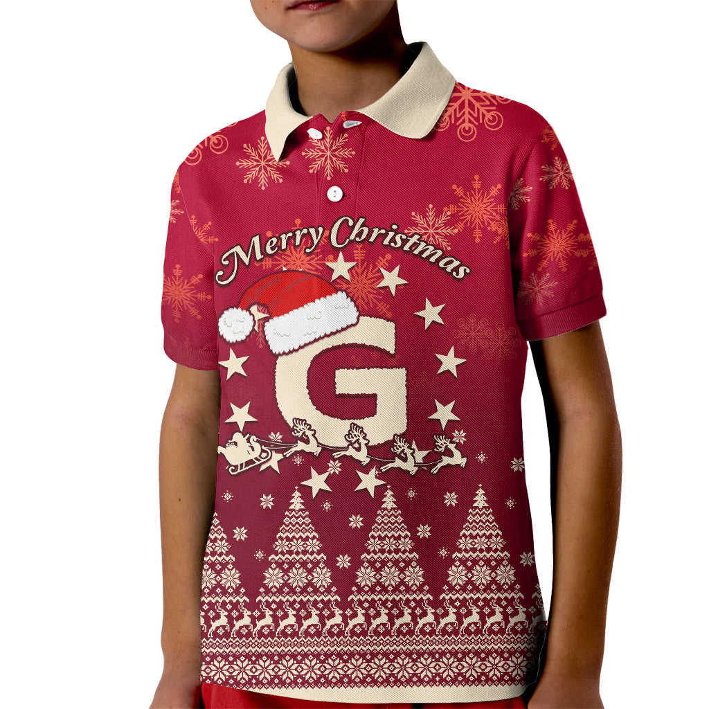 Georgia Christmas Kid Polo Shirt Santa Riding Reindeer Xmas Pattern - Wonder Print Shop
