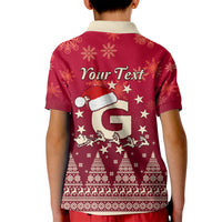 Georgia Christmas Kid Polo Shirt Santa Riding Reindeer Xmas Pattern - Wonder Print Shop