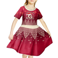 Georgia Christmas Kid Short Sleeve Dress Santa Riding Reindeer Xmas Pattern - Wonder Print Shop