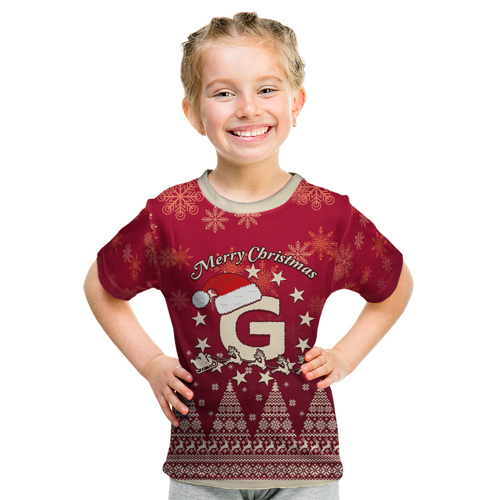 Georgia Christmas Kid T Shirt Santa Riding Reindeer Xmas Pattern - Wonder Print Shop