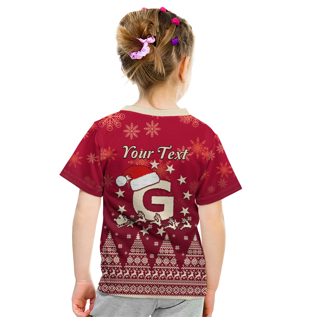 Georgia Christmas Kid T Shirt Santa Riding Reindeer Xmas Pattern - Wonder Print Shop