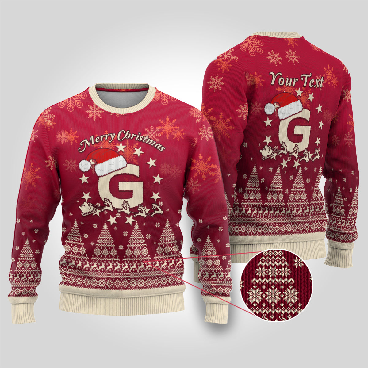 Georgia Christmas Ugly Christmas Sweater Santa Riding Reindeer Xmas Pattern - Wonder Print Shop