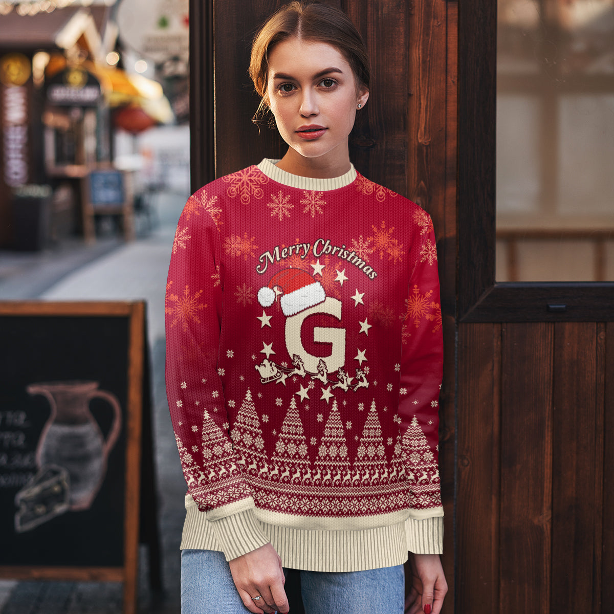 Georgia Christmas Ugly Christmas Sweater Santa Riding Reindeer Xmas Pattern - Wonder Print Shop