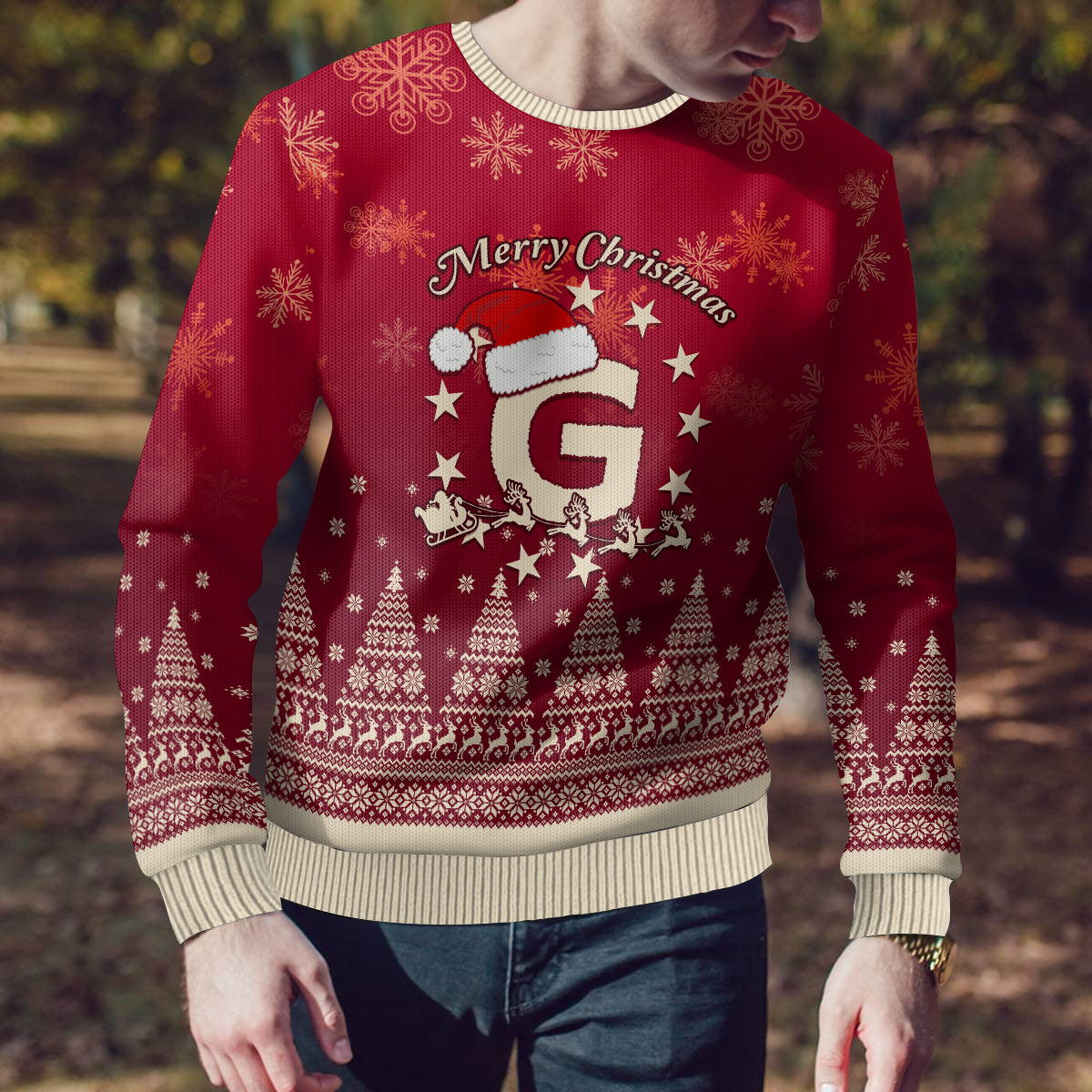 Georgia Christmas Ugly Christmas Sweater Santa Riding Reindeer Xmas Pattern - Wonder Print Shop